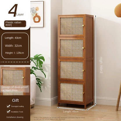 Bookcase with door, multi-layer storage rack, seam storage cabinet, living room display cabinet, bookshelf