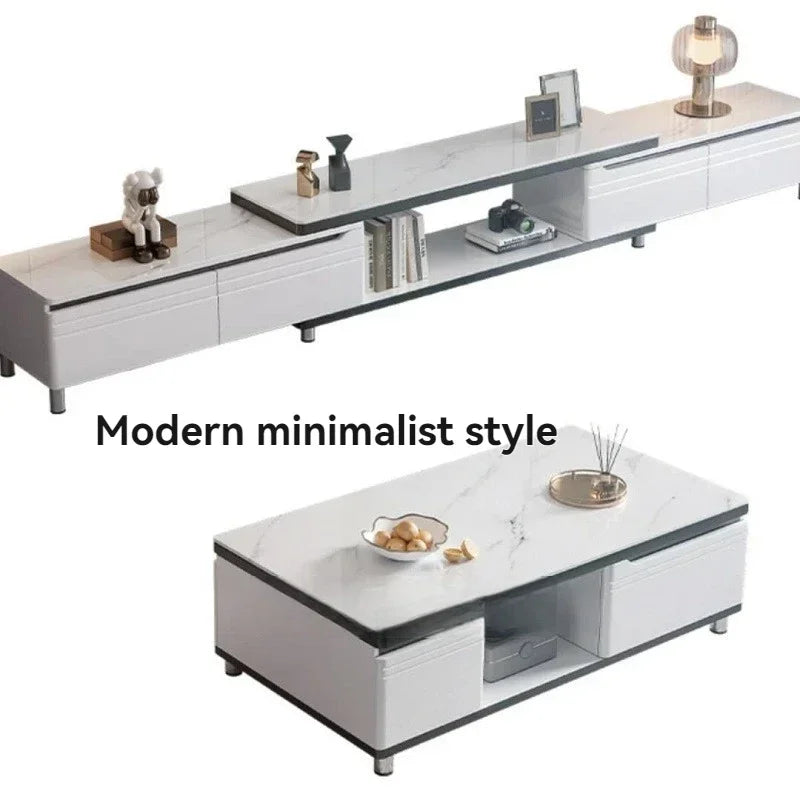 Modern minimalist living room household TV cabinet, floor standing retractable TV cabinet, coffee table, tea table combination