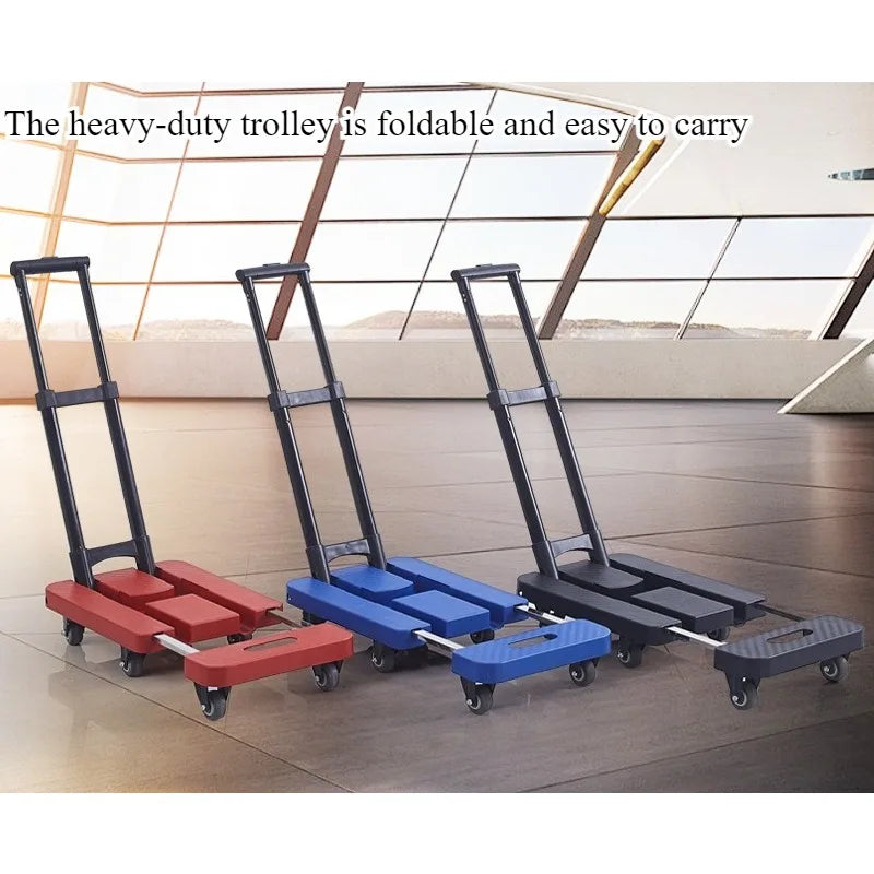 Folding trolley portable pull truck folding moving luggage flatbed cart shopping cart