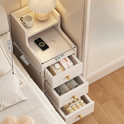 Bedside table Household bedroom Extremely narrow bedside seam rack 20CM wide mini narrow cabinet Bedside side low cabinet