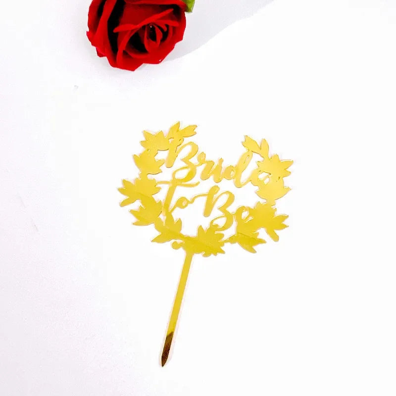 Ins Gold Acrylic Ring Wedding Cake Topper Bride Groom Proposal Party Wedding Cake Topper for Engagement Gift Dessert Decoration