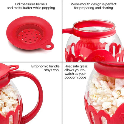 2.25 Quart Micro-Pop Microwave Popcorn Popper with Temperature Safe Glass Snack Pop Corn Air Poppers Microwave Popcorn Maker
