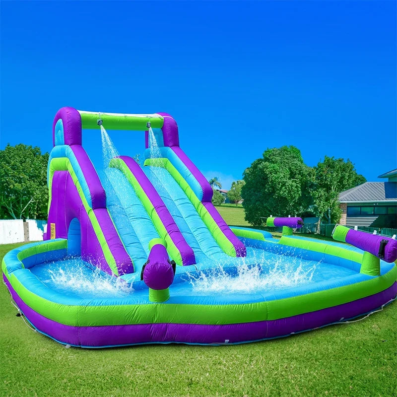 Inflatable Double Water Slide   Grade Inflatable Water Slide with  Pool for Adults and Kids Includes Blower Outdoor Water Play