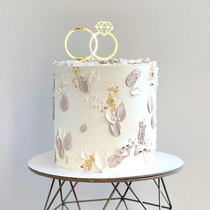 Ins Gold Acrylic Ring Wedding Cake Topper Bride Groom Proposal Party Wedding Cake Topper for Engagement Gift Dessert Decoration
