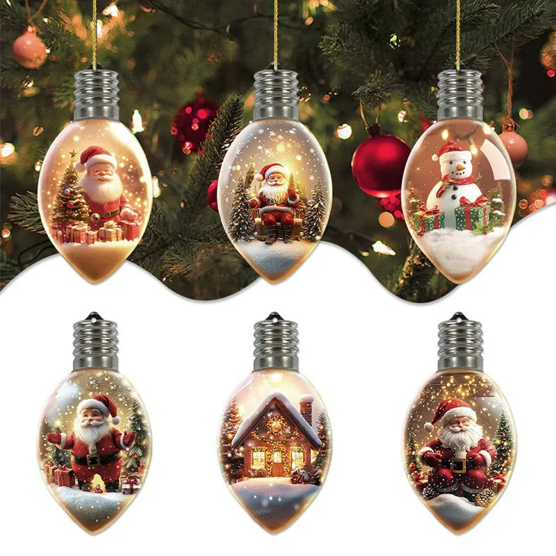 6 Pcs Wishing Bottle Christmas Tree Pendant Decoration Acrylic Christmas Pendants Children Birthday Party Gifts Xmas Ornaments