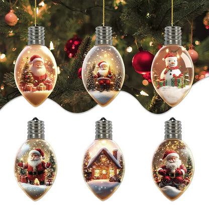 6 Pcs Wishing Bottle Christmas Tree Pendant Decoration Acrylic Christmas Pendants Children Birthday Party Gifts Xmas Ornaments