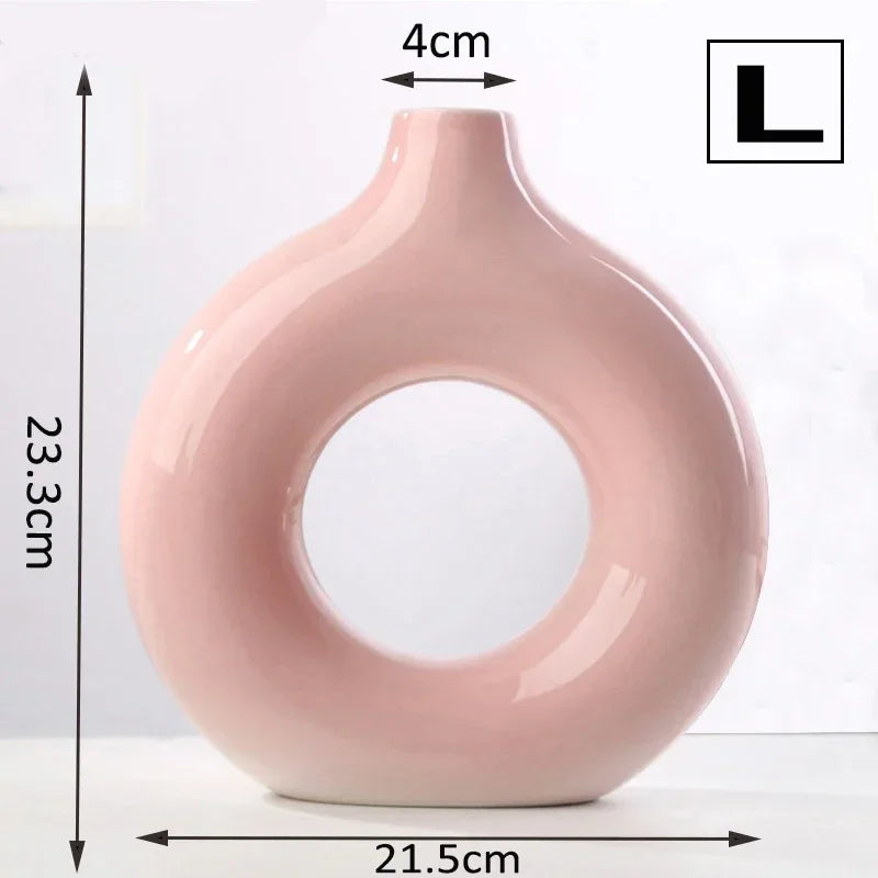 Nordic Style Flower Vase Morandi Geometric Vase Ceramic Art Crafts Bedroom Living Room Desktop Decoration Vase Decoration Home