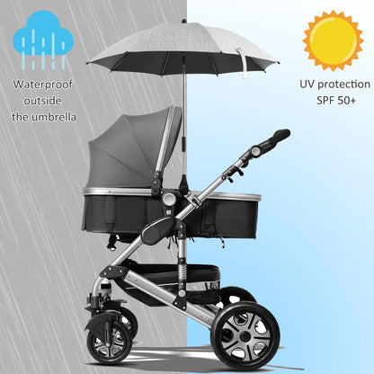 Universal Baby Stroller Umbrella UV Sun Rain Protection Parasol 360° Adjustable Sunshade Patio Beach Chair Umbrella Rainproof