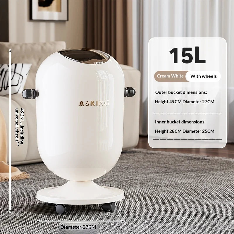 Waste Bins Swing Lid Trash Can Wheeled High Capacity Stylish Home Kitchen Living Room Bedroom Garbage Bin Trash Can Furniture