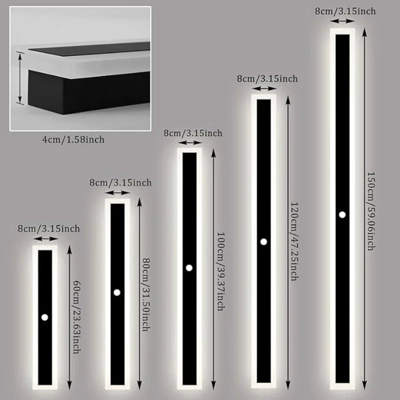IP65 Waterproof LED Long Wall Sconce Outdoor Wall Light With Motion for Porch Patio Living Room and Garage Wall lamp