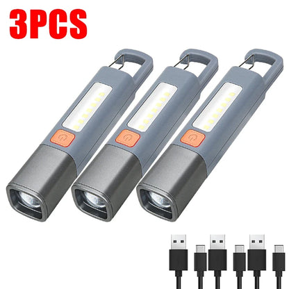1-10PCS Super Bright LED Flashlight XPE Torch Light With Hook Camping Light USB Rechargeable Zoomable Waterproof Flashlight
