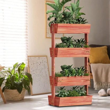 4 Tier Wooden Ladder Garden Bed Stand Extre Large Elevated Planter Fruit Box