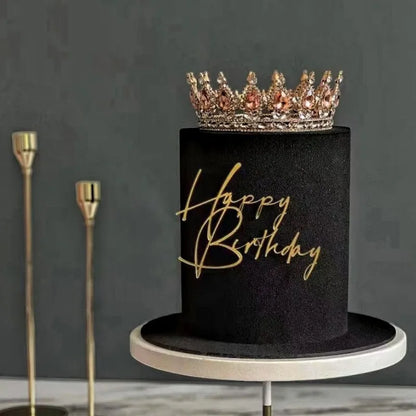 New Happy Birthday Cake Toppers Gold Acrylic Birthday girl Kids Birthday Party Cake Topper Dessert Decoration Baby Shower Gift