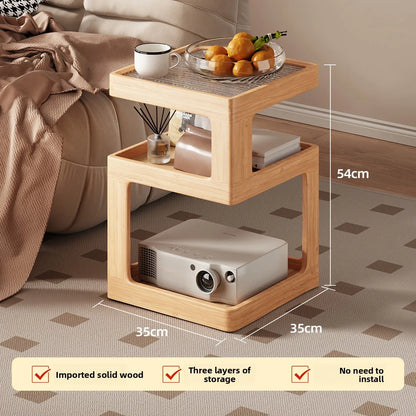 Solid wood bedside table, bedroom bedside storage, household sofa edge