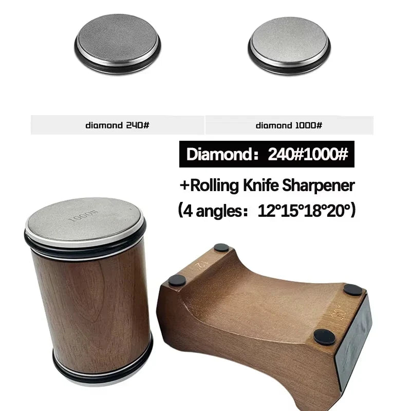 Diamond/Ceramic Discs Rolling Knife Sharpener Accessories with Kitchen Knife Sharpening Tool for Chef & Home Use