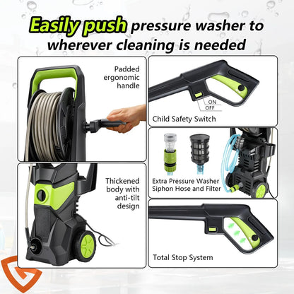 US Electric Pressure Washer 5000PSI Max 3.2 GPM Power Washer Cleaning Machine