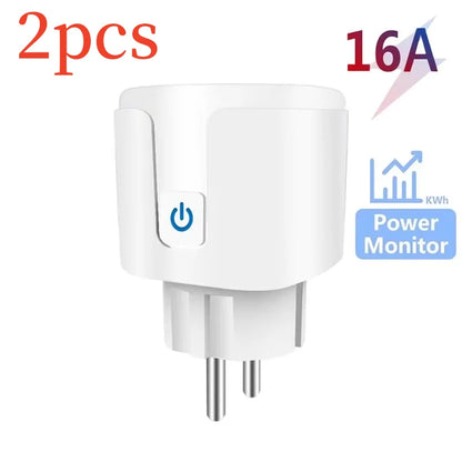 Tuya Wifi Smart Socket EU Plug 16/20A Power Monitor Remote Control SmartLife APP Works with Alexa Yandex Alice Google Assistant