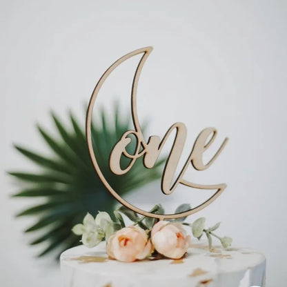 New Wooden Birthday Happy Cake Topper Laser Cut Number ONE  Kids Party Cake Toppers for Baby Shower Year Old Dessert Decoration