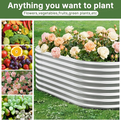 3-Piece Galvanized Steel Raised Garden Bed, Outdoor Metal Planter Box for Vegetables and Flowers, 3x2ft Size