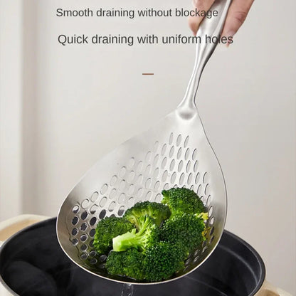 1pc Large Durable Stainless Steel Colander Skimmer Spoon, Heavy Duty Food Strainer Spoon  for Frying & Cooking, Kitchen Utensils