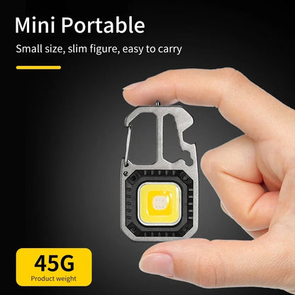 COB Keychain Work Light with Battery Display 8 Mode Rechargeable High Lumens Portable LED Light for Camping Hiking Running