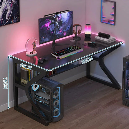 80x50x75cm Modern Large Home Office Desk,Simple Executive Writing Table with Storage,Metal Wooden Study Work PC Gaming Table