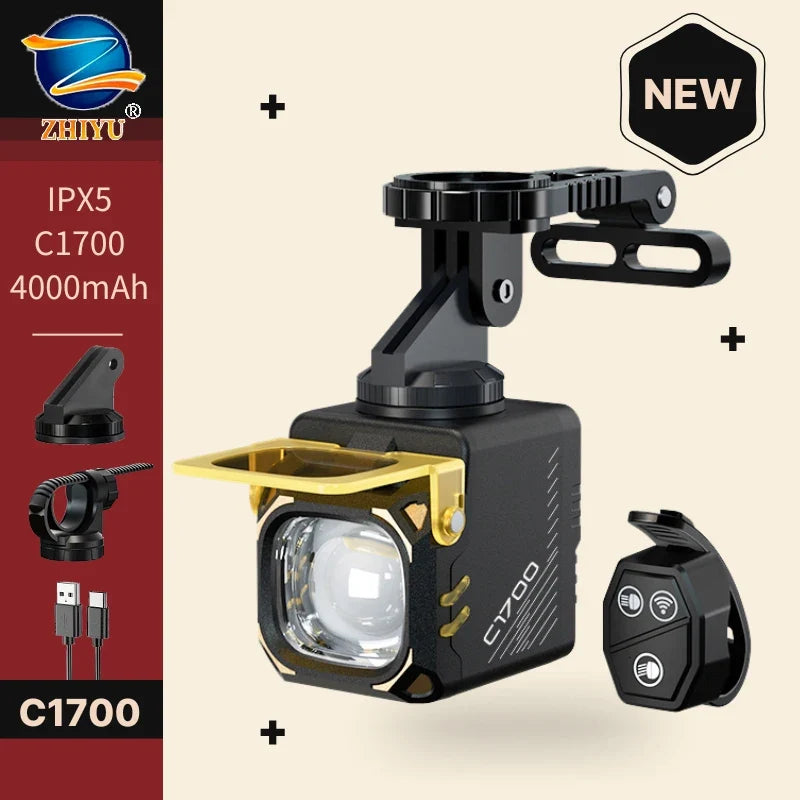 1700 Lumens ZHIYU Bike Headlight Bicycle Flashlight Handlebar Type-C MTB Road Highlight C1700 Front Lamp Bicycle Accessories