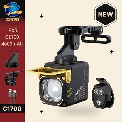 1700 Lumens ZHIYU Bike Headlight Bicycle Flashlight Handlebar Type-C MTB Road Highlight C1700 Front Lamp Bicycle Accessories
