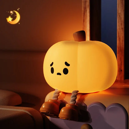 Cute Silicone Night Lamp Pumpkin Night Light Halloween Ghost Witch Decoration Dimmable Timer Bedside Decoration Children Gift