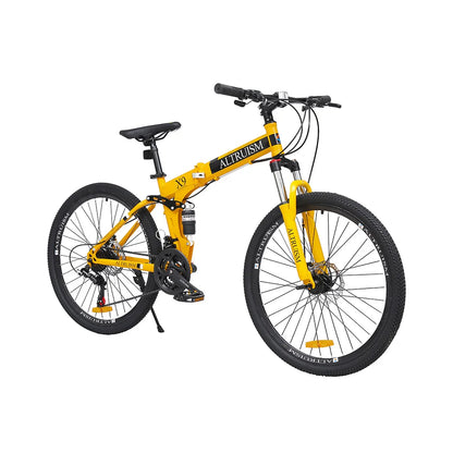 26 Inch Mountain Bike for Men & Women, 21 Speed Dual Suspension Adult Bicycle with Adjustable Disc Brake High Carbon Steel Frame