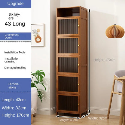 Bookcase with door, multi-layer storage rack, seam storage cabinet, living room display cabinet, bookshelf