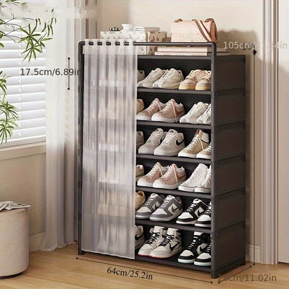 Dustproof Foldable Shoe Display Rack with Non-Slip Base, Easy to Clean, Multi-Layer Storage Shelf for Shoes and Accessories