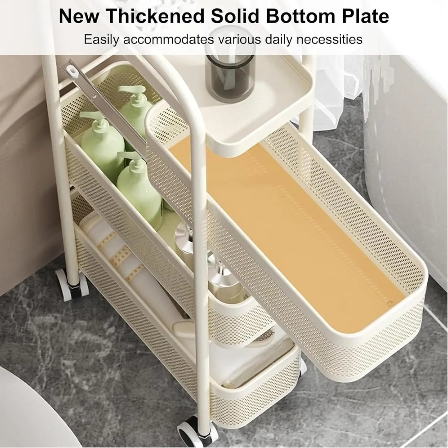 Slim Storage Cart with Track Pull,Bathroom Storage Organizer Rolling Utility Cart, for Office Bathroom Kitchen Laundry Room