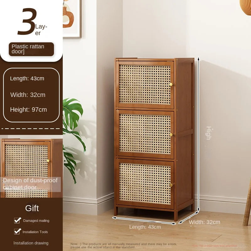 Bookcase with door, multi-layer storage rack, seam storage cabinet, living room display cabinet, bookshelf