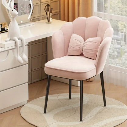 1pc Makeup chair with Petal Shaped Backrest, Casual Chair for Bedroom Study Room Living Room & Dormitory