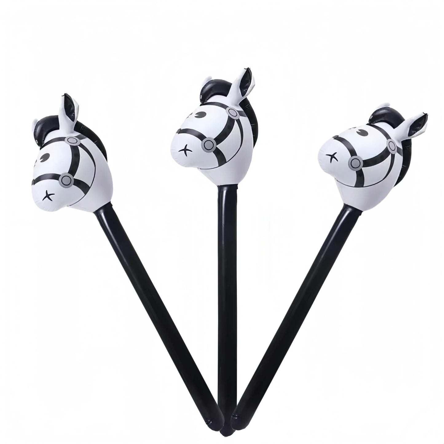 3PCS Inflatable Horsehead Stick, Cute Brown Horsehead Stick, Suitable For Cowboy Themed Birthday Party Decoration