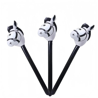 3PCS Inflatable Horsehead Stick, Cute Brown Horsehead Stick, Suitable For Cowboy Themed Birthday Party Decoration