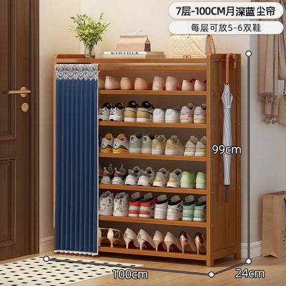 Bamboo shoe cabinet entrance door household large capacity dustproof multi-layer shoe rack rental room shoe storage rack