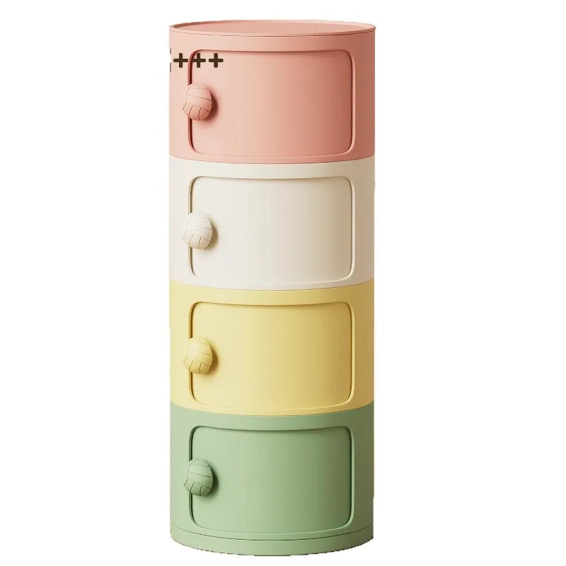 Bedside table Cream wind multi-layer cylindrical bedroom locker Ornament storage cabinet