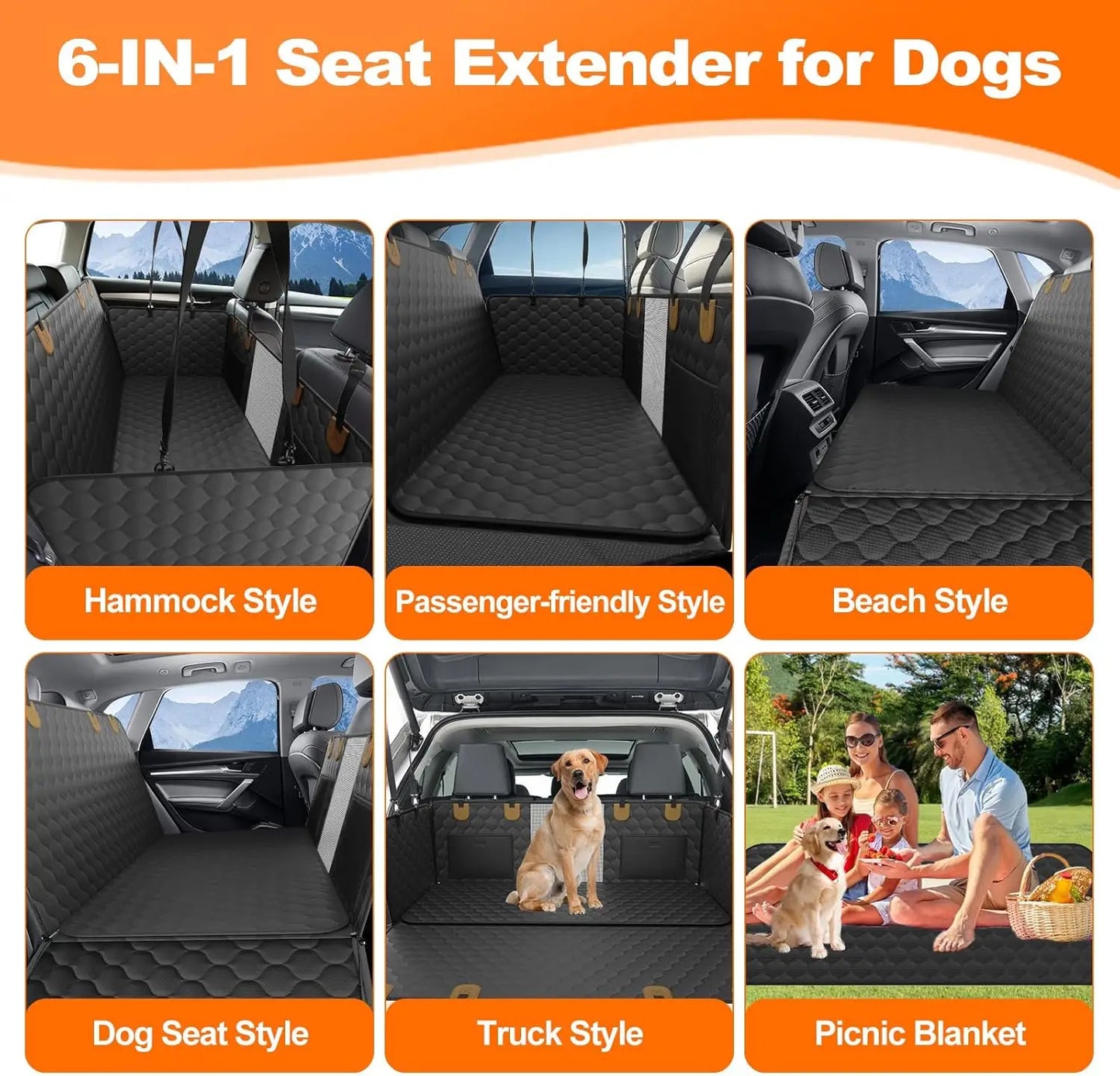 Cat Car Seat Cover for Back Seat,100% Waterproof Scratch Proof Nonslip Seat Cover,600D Heavy Duty Scratch Proof Nonslip Durable