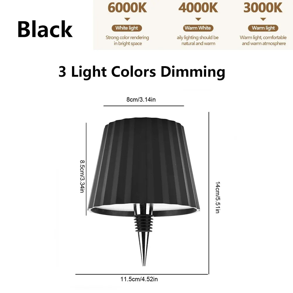 Wine Bottle LED Wireless Table Lamp 2000mAh 7 Colors Dimmable RGB USB Rechargeable Dining Table Lights Beverage Lamp Top touch