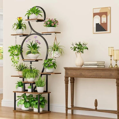 Flower stand indoor growth light multi-layer wrought iron living room balcony household green plant rack storage rack