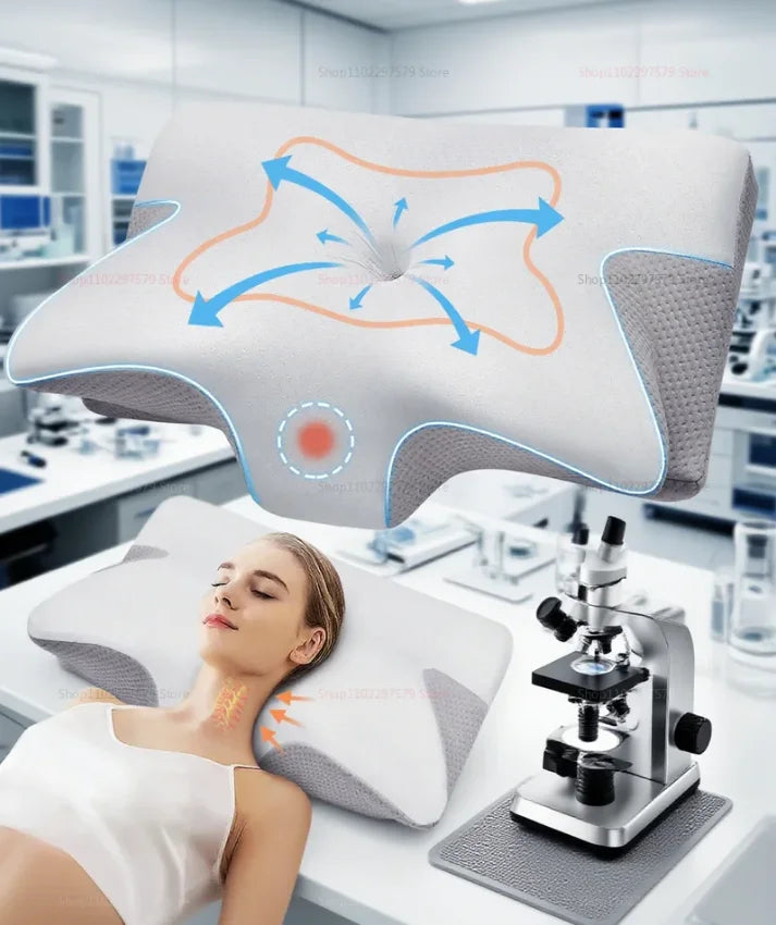 Memory Foam Pillow for Cervical Spine Protection, Slow Rebound, Butterfly Shaped Ergonomic, Multifunctional Side Sleeping Pillow