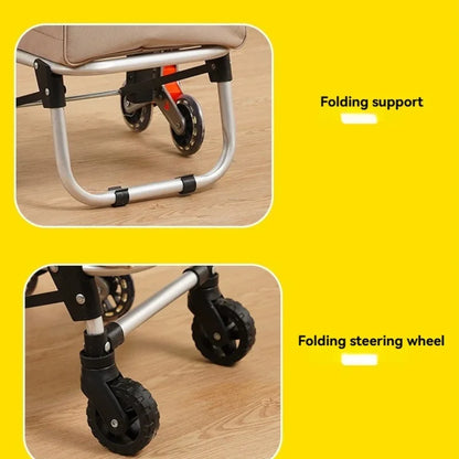 Aluminum pole hand pulled grocery cart, can climb stairs, supermarket shopping, foldable small cart, cargo luggage trolley