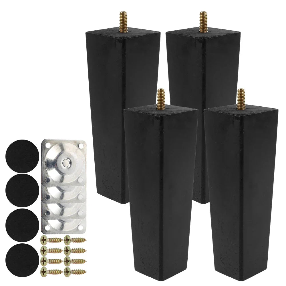 4Pcs Square Furniture Legs 6/10/15cm Solid Wood Furniture Feets Bed Sofa Table Legs Chair Replacement Feet For Couch Cabinet