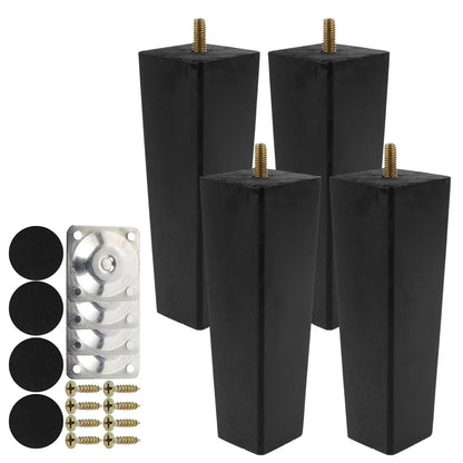 4Pcs Square Furniture Legs 6/10/15cm Solid Wood Furniture Feets Bed Sofa Table Legs Chair Replacement Feet For Couch Cabinet