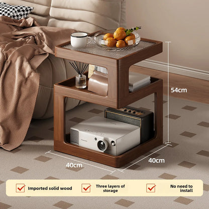 Solid wood bedside table, bedroom bedside storage, household sofa edge