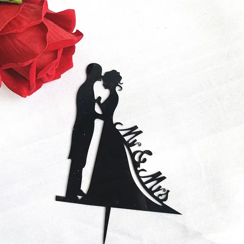 Ins Gold Acrylic Ring Wedding Cake Topper Bride Groom Proposal Party Wedding Cake Topper for Engagement Gift Dessert Decoration