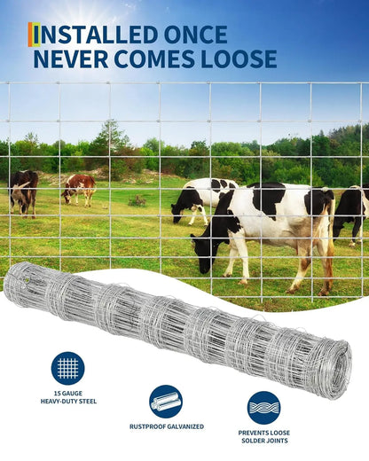 Galvanized Steel Livestock Fencing Heavy Duty Wire Fence Panels Zinc Coated Rust Resistant Animal Enclosure Farm Pasture Fence