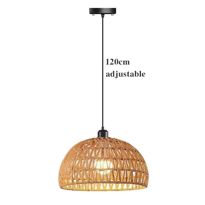 Rattan Chandelier Lampshade Natural Weaved Wicker Pendant Light for Home Restaurant Decor Rattan Hand-Woven Bamboo Lampshade